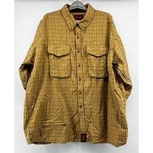 Braeval Tiera Shirt Mens XXL Tan Plaid Cotton Merino Wool Hunting Outdoor